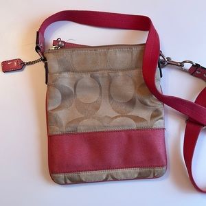 COACH Signature Monogram Crossbody Pink/Tan